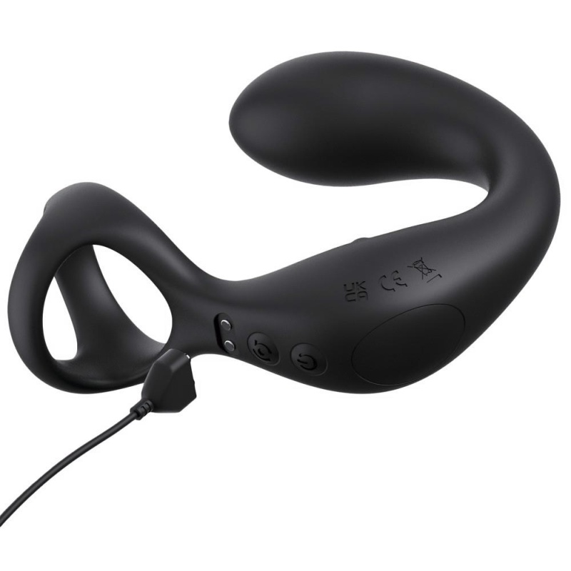 Stymulator prostaty z pierścieniem Ass-Gasm Taint-Alizer, wibracje i obrotowy masaż krocza, 14 cm - 4