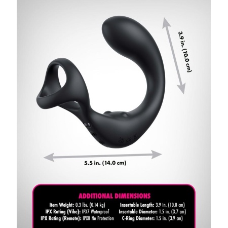 Stymulator prostaty z pierścieniem Ass-Gasm Taint-Alizer, wibracje i obrotowy masaż krocza, 14 cm - 5