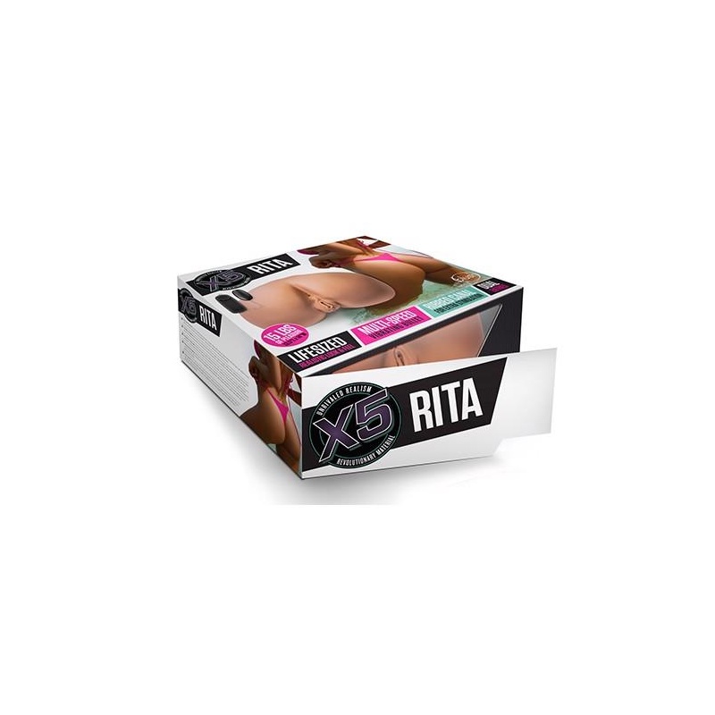 Masturbator realistyczny X5 MEN RITA MOCHA - dwukanałowy z wibratorem, długość 34,2 cm - 1