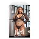 BARBED WIRE FISHNET BRALETTE, LONG SLEEVE SHRUG & PANTY, Q/S - 1