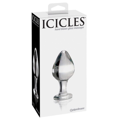 Korek analny szklany No. 25 Clear – ręcznie wykonany, gładki, 9 cm długości, średnica 4 cm - 1
