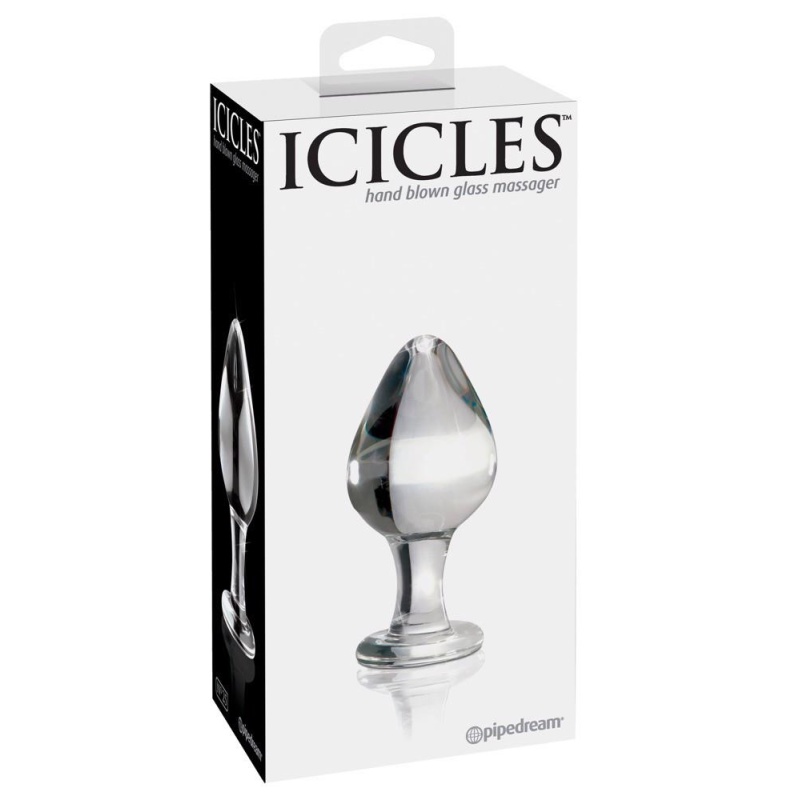 Korek analny szklany No. 25 Clear – ręcznie wykonany, gładki, 9 cm długości, średnica 4 cm - 1