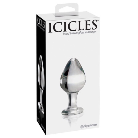 Korek analny szklany No. 25 Clear – ręcznie wykonany, gładki, 9 cm długości, średnica 4 cm - 1