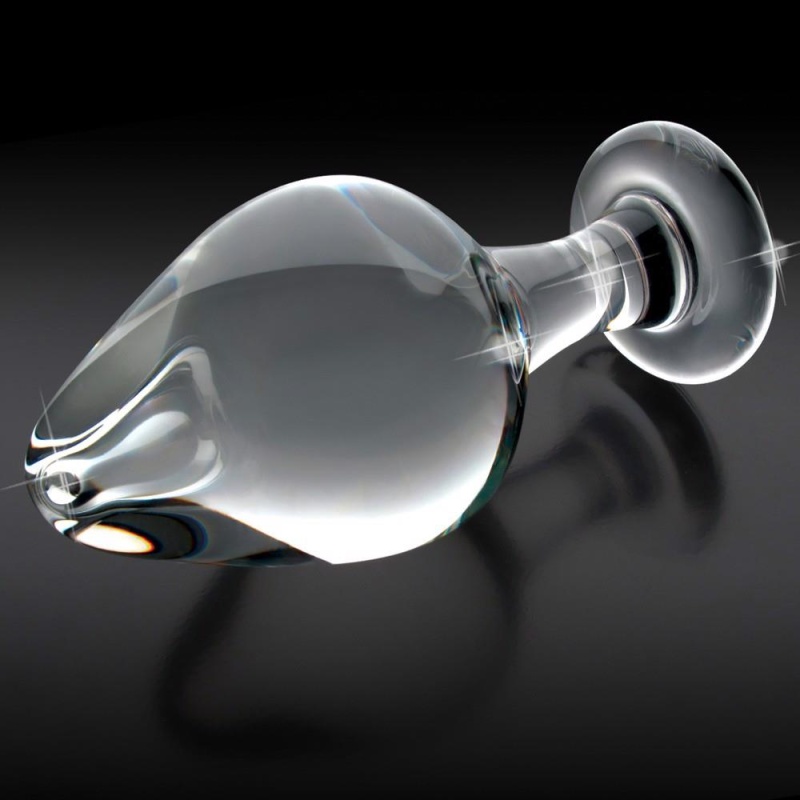 Korek analny szklany No. 25 Clear – ręcznie wykonany, gładki, 9 cm długości, średnica 4 cm - 3
