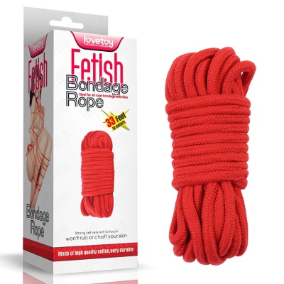 Lina bawełniana Fetish Bondage Rope 10 m czerwona - 1