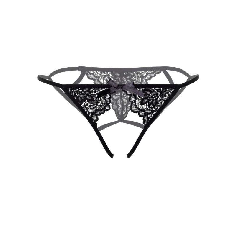 Inez strappy crotchless bikini Black - 3