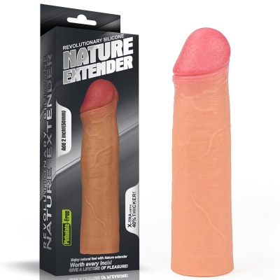 Nakładka na penisa Revolutionary Silicone Nature Extender 5,08 cm, beżowa - 1