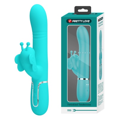 Wibrator króliczek Twinkled Tenderness Turquoise - stymulacja punktu G i łechtaczki, ruchome kulki, 22,6 cm - 1