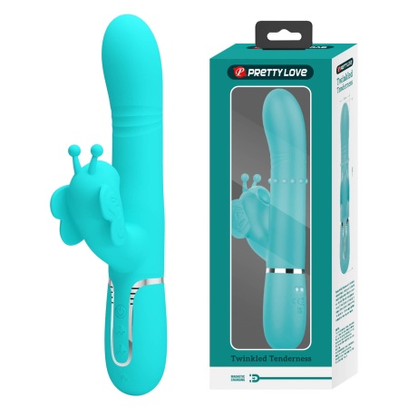 Wibrator króliczek Twinkled Tenderness Turquoise - stymulacja punktu G i łechtaczki, ruchome kulki, 22,6 cm - 1