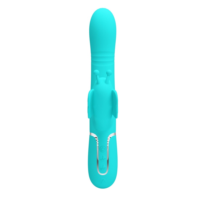 Wibrator króliczek Twinkled Tenderness Turquoise - stymulacja punktu G i łechtaczki, ruchome kulki, 22,6 cm - 3