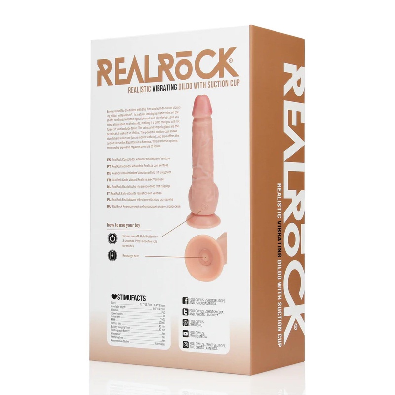 Wibrator Regular Straight with Balls - Realistyczny Penis z Przyssawką i Jądrami, 18 cm, 10 Trybów Wibracji - 3