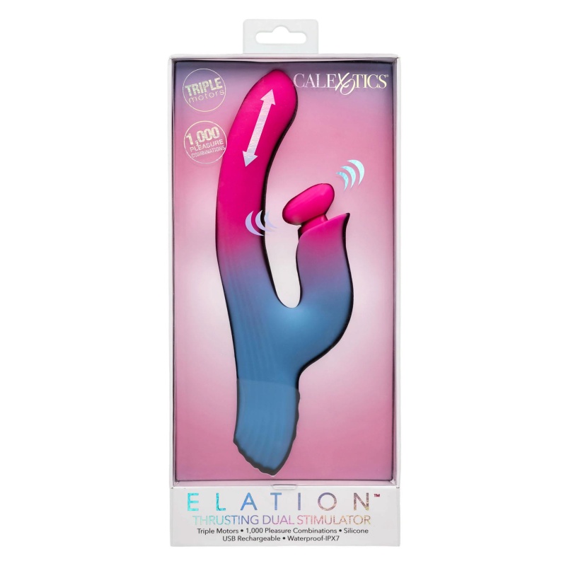 Wibrator typu rabbit Elation Thrusting Dual Stimulator z ruchem pchającym i wibracjami, długość 24,25 cm - 2
