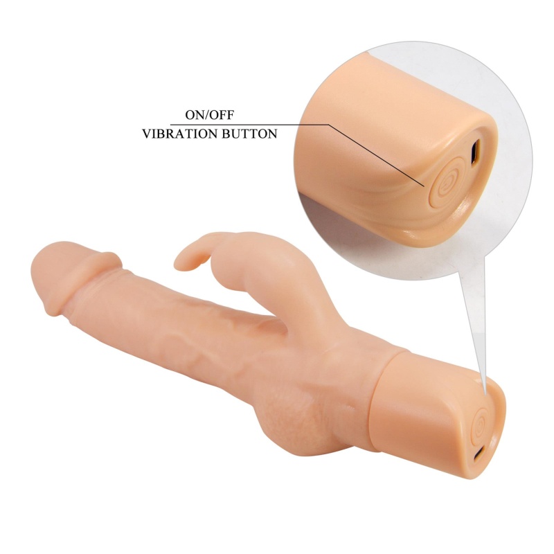 Ellison Flesh - wibrator TPE z podwójną stymulacją, 22,6 cm - 7