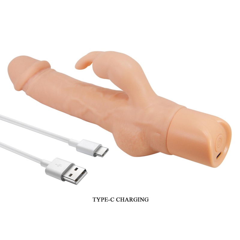 Ellison Flesh - wibrator TPE z podwójną stymulacją, 22,6 cm - 8