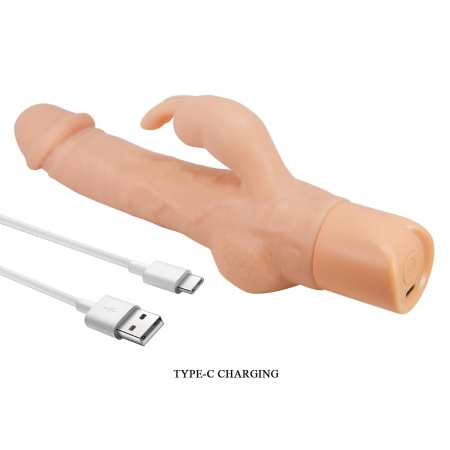 Ellison Flesh - wibrator TPE z podwójną stymulacją, 22,6 cm - 8