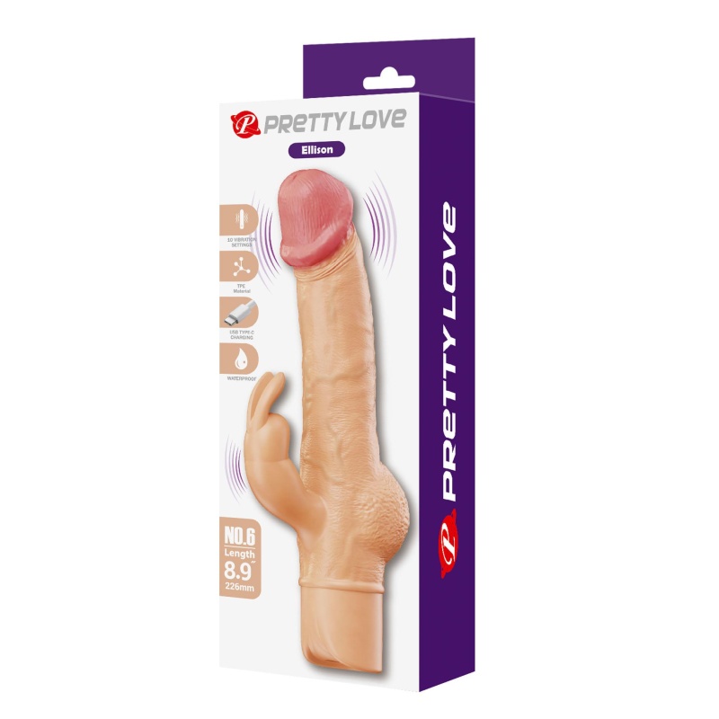 Ellison Flesh - wibrator TPE z podwójną stymulacją, 22,6 cm - 9