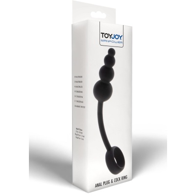 Korek analny z pierścieniem erekcyjnym Anal Snake Plug & Penis Ring – silikon, 22 cm - 1 2