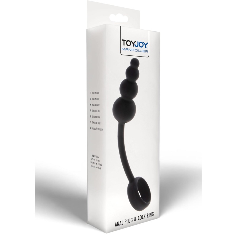 Korek analny z pierścieniem erekcyjnym Anal Snake Plug & Penis Ring – silikon, 22 cm - 2