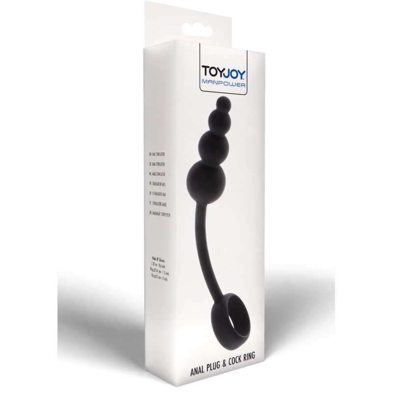 Korek analny z pierścieniem erekcyjnym Anal Snake Plug & Penis Ring – silikon, 22 cm - 8