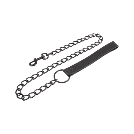 Smycz BDSM Fetish Connector Lead z taśmą PU i łańcuchem metalowym, 79,5 cm - 2