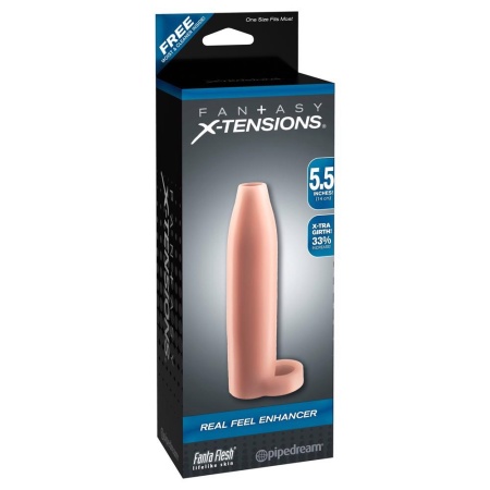 Nakładka na penisa FX Real Feel Enhancer Light z pierścieniem na jądra, 14 cm - 1