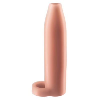 Nakładka na penisa FX Real Feel Enhancer Light z pierścieniem na jądra, 14 cm - 1 2