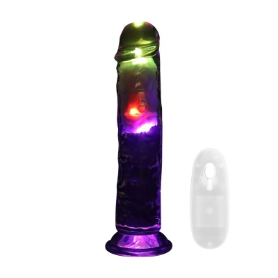 LED Vibrating Straight Cock - 20 cm - Transparent - 1