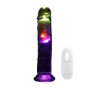 Dildo wibrujące RealRock LED Vibrating Straight Cock - realistyczna tekstura TPE, przyssawka, pilot - 20 cm - 1
