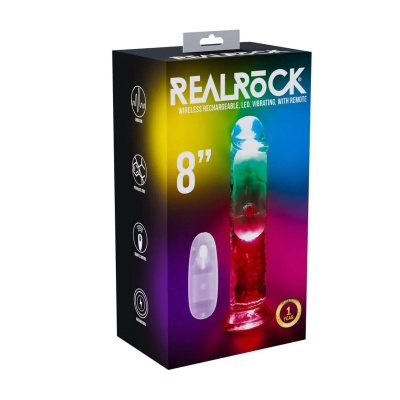 LED Vibrating Straight Cock - 20 cm - Transparent - 1 2