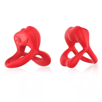 Stymulator ustny Big Mouth Red z 9 trybami wibracji i wyjmowanym pociskiem, wymiary: 7 × 4,1 × 5,8 cm - 1 2