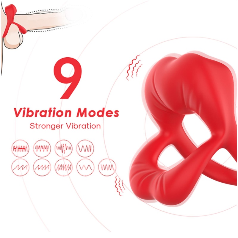 Stymulator ustny Big Mouth Red z 9 trybami wibracji i wyjmowanym pociskiem, wymiary: 7 × 4,1 × 5,8 cm - 4