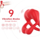 Stymulator ustny Big Mouth Red z 9 trybami wibracji i wyjmowanym pociskiem - 4