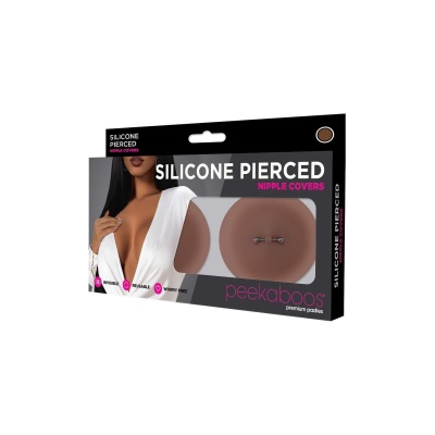 PEEKABOOS SILICONE PIERCED NIPPLE COVERS, BROWN - 1