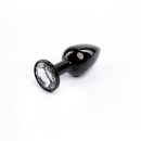 Czarny korek analny Fantasy (butt plug) z białym diamentem - metal wolny od niklu, długość 7 cm, szerokość 2,8 cm - 1