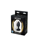 Czarny korek analny Fantasy (butt plug) z białym diamentem - metal wolny od niklu, długość 7 cm, szerokość 2,8 cm - 3