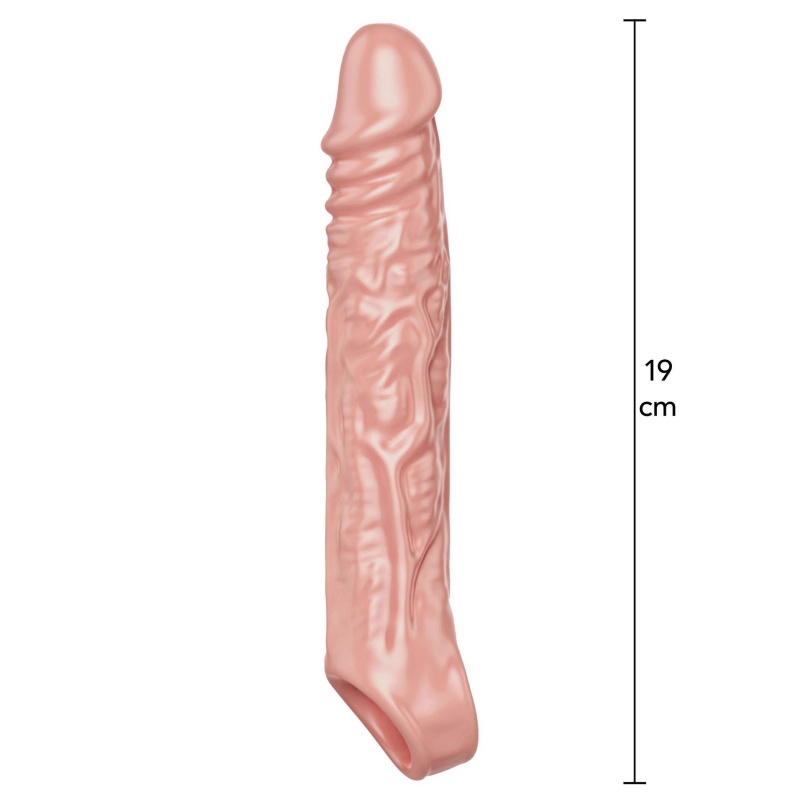 Nakładka erekcyjna Extension Sleeve Large z elastycznego TPE, 19 cm - 1
