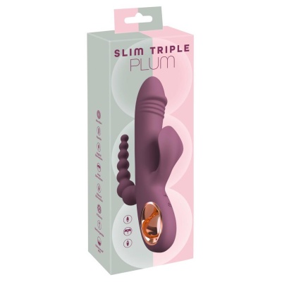 Wibrator trójramienny Slim Triple Plum 3-w-1 - silikon, 2 silniki, 10+10 trybów, 21,4 cm - 1