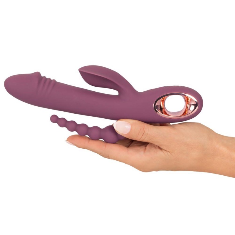 Wibrator trójramienny Slim Triple Plum 3-w-1 - silikon, 2 silniki, 10+10 trybów, 21,4 cm - 6