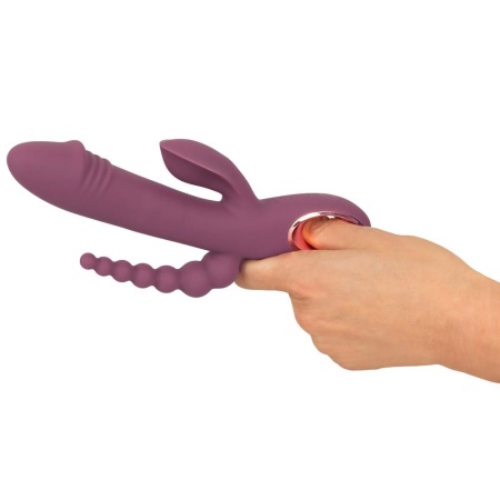 Wibrator trójramienny Slim Triple Plum 3-w-1 - silikon, 2 silniki, 10+10 trybów, 21,4 cm - 7