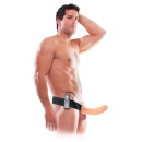 Strap-On FFS 8" Hollow Light — dildo z pustym kanałem 4 cm, wibracje multispeed, pas regulowany 66–117 cm, długość całkowita 20 - 5