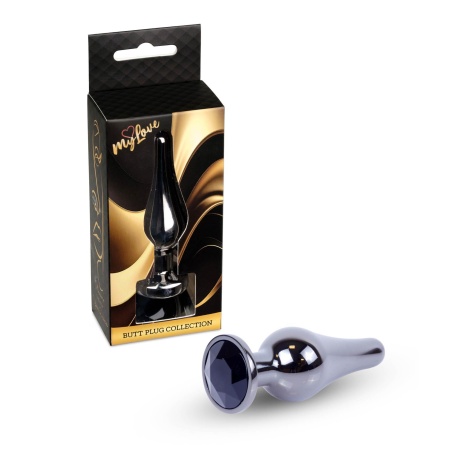 Jewellery Dark Silver - stalowy korek analny z kamieniem, 9,5 cm - 8