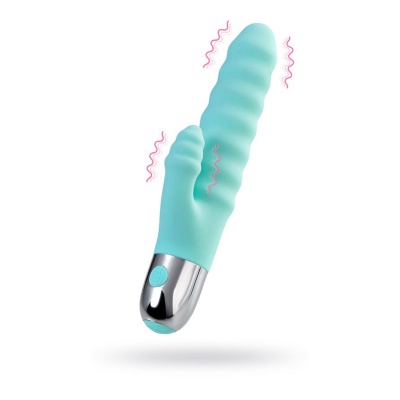 Relief vibrator with clitoral stimulation Flovetta Flax, silicone, mint, 17.5 cm - 1
