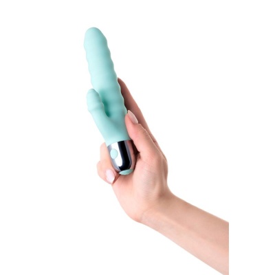 Relief vibrator with clitoral stimulation Flovetta Flax, silicone, mint, 17.5 cm - 1 2