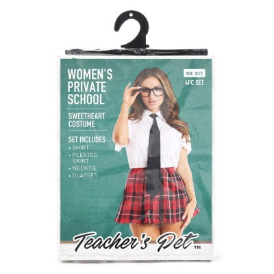 TEACHER PET WOMEN'S 4 PC PRIVATE SCHOOL SWEETHEART COSTUME - 1