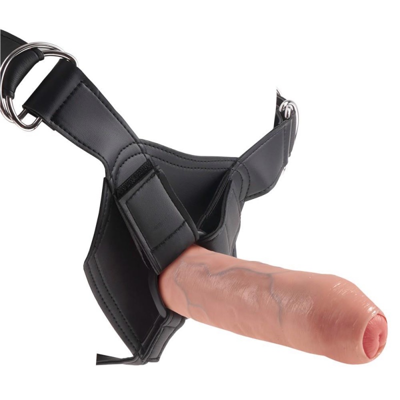 Uprząż Strap-On KC 7 Uncut – dildo z ruchomym napletkiem, długość 18 cm - 4