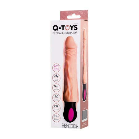 Wibrator grzewczy Benedick z TPE, 12 trybów wibracji, wyginana konstrukcja, długość robocza 19 cm - 1
