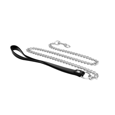 Metal and leather chain leash - 1