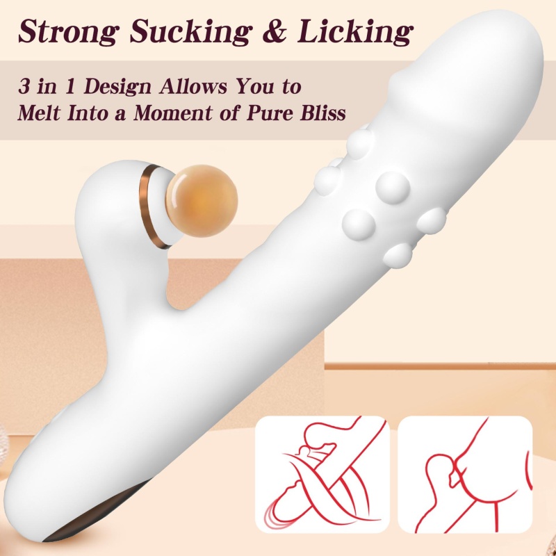 Silicone Vibrator - 3 rotating functions and 7 licking functions - 8