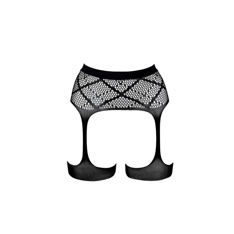Striped, Fishnet Garterbelt - One Size - 5