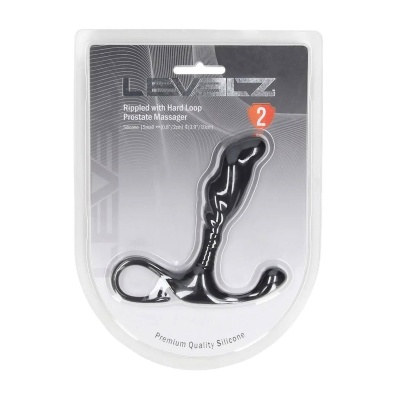 Rippled with Hard Loop Silicone Prostate Massager - S - Black - 1 2